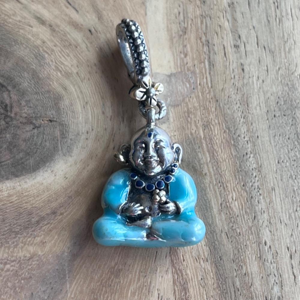 Vintage Buddha charm/enhancer by B Bixby sterling silver 18kt enamel - Picture 7 of 12